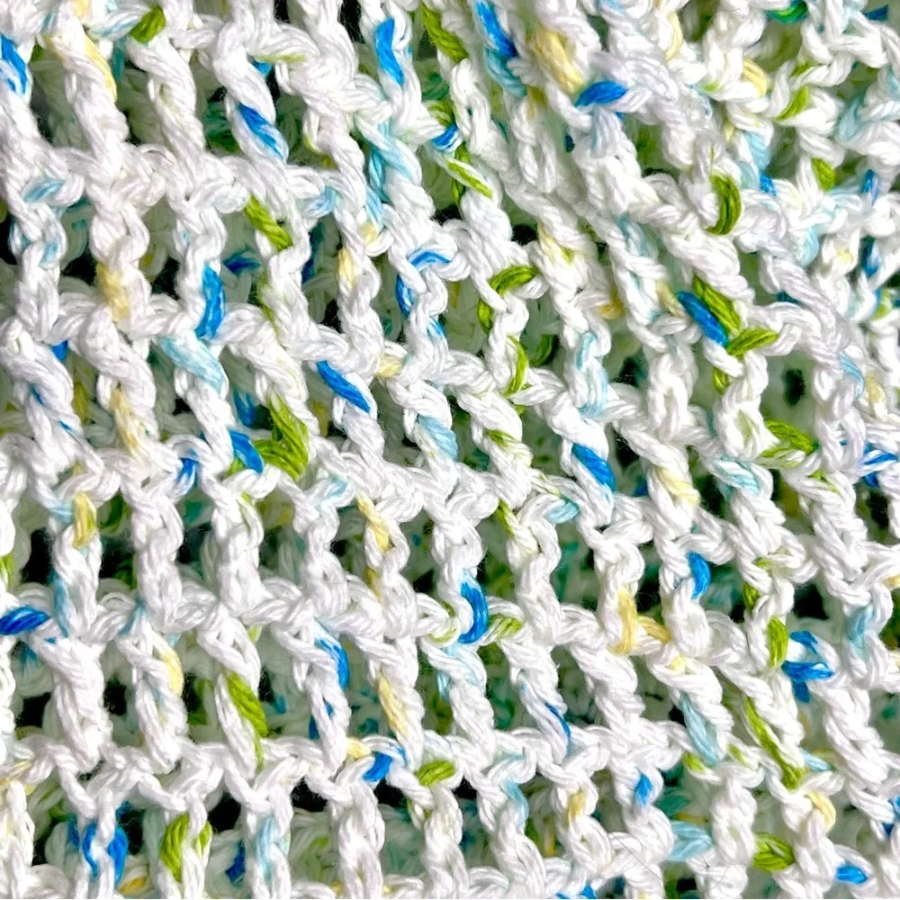 Handmade Crochet Market Beach Eco Friendly 100% Cotton Tote Bag PinkRainCloud